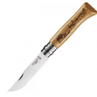 Нож OPINEL №8, нержавеющая сталь, рукоять дуб, гравировка кабан Нож OPINEL №8, нержавеющая сталь, рукоять дуб, гравировка кабан